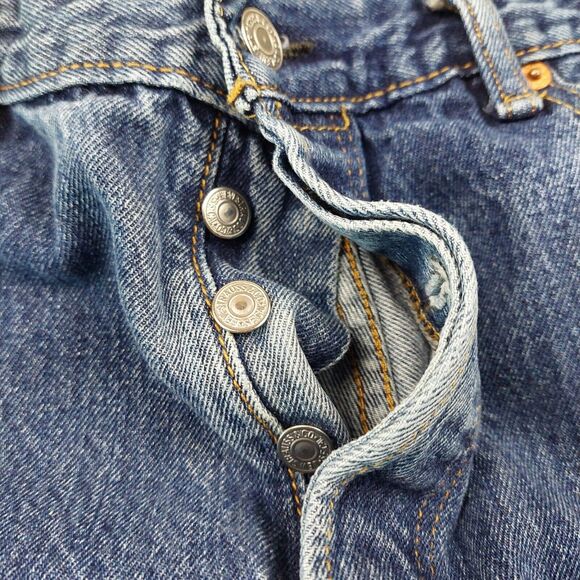 Levis 501 XX Jeans Mens 34x30 Button Fly Straight Fit Blue Cotton Workwear - Picture 3 of 10